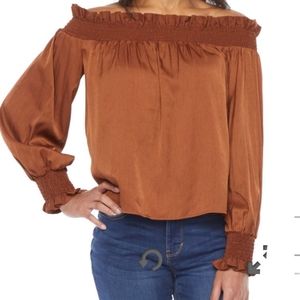 Women's Large Long Sleeved Dress Shirt Brown